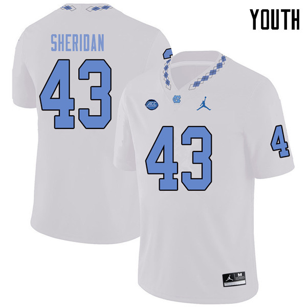 Jordan Brand Youth #43 Hunter Sheridan North Carolina Tar Heels College Football Jerseys Sale-White